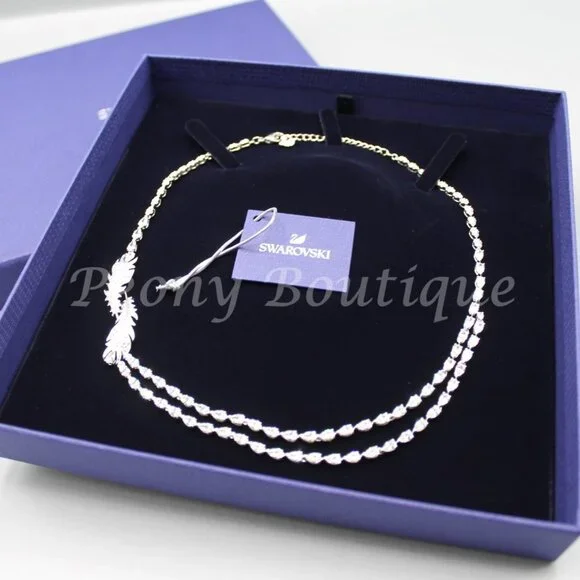 Swarovski 5493404 Nice feather crystal necklace jewelry elegant fashion silver